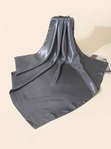 1pc Solid Color Satin 90cm Square Scarf - Dark Grey - View 3