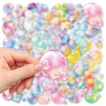 50 Colorful Bubble Stickers, Suitable For Notebooks, Journals, And Phone Cases, PET Material Decorative Stickers - Multicolor - View 4