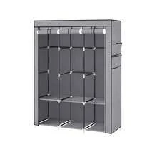 Baroni Home Armadio in Tessuto Richiudibile, Mobile Pieghevole Salvaspazio con Struttura in Ferro per Camera da Letto, Cabina Armadio, Grigio 6 Scomparti - 6 camere - Visualizzare 1