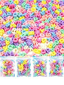 50/100pcs Macaron Color Letter Beads English 3D Letter Pendant Jewelry Accessories (Random Letters) - Multicolor - View 1