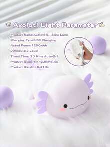Cute Mexican Axolotl Night Light - USB Rechargeable LED Lamp, Touch Dimming, Color-Changing Axolotl Design, Soft Light, Suitable For Bedroom And Office Decor - Perfect Gift For Birthday, Christmas And Holiday Season, Room Decor, Bedroom Decor. - Multicolor - View 11