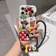 Disney Mickey Mouse Clubhouse Phone Case : 3D Fluffy Pattern Border Protector Phone Soft Phone Case With A Free Cute Mickey Mouse Bracelet Chain Lanyard, Mickey Mouse, Minnie Mouse, Donald Duck, Daisy Duck, Goofy, Pluto, For Apple 17 Promax 17 Pro 16 15 14 13 12 11 Pro Max XS Max X XR Soft Cover Summer Phone Case - White - View 1
