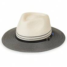 Wallaroo Hat Company Petite Kristy Fedora - UPF 50+, borde ancho, plegable, tamaño ajustable para tallas de corona más pequeñas - Marfil/Coral - Ver 1