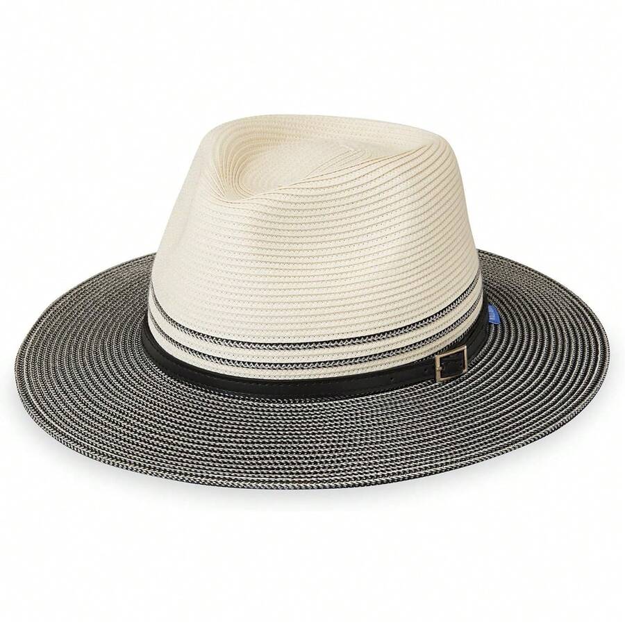 Wallaroo Hat Company Petite Kristy Fedora - UPF 50+, borde ancho, plegable, tamaño ajustable para tallas de corona más pequeñas - Marfil/Coral - Ver 1