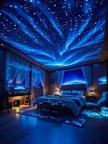 LED燈 USB供電極光投影夜燈 - ABS塑料材質，適用於星空燈，附遙控器，極光效果，適合臥室、客廳、辦公室裝飾，聖誕節、生日派對、家庭劇院完美選擇 - 營造溫馨氛圍，星空設計，高品質投影，裝飾照明，活動企劃，房間裝飾，臥室裝飾 - 彩色 - 查看 2