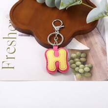 1pc Back To School Daily Dopamine Dual-Color PU Leather Letter Keychain, Full 26 Letters Lobster Clasp Backpack Pendant - Multicolor - View 34