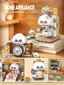 LOZ 680PCS Panda Camera Building Blocks Set, Panda Coffee Machine Building Blocks Model, Assembled Building Blocks, Living Room Decor, Holiday Gift, Collectible Souvenir - Multicolor - View 3