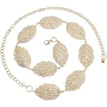 Cinturón Metálico Decorativo para Mujer, Cadena de Cintura de Aleación para Vestido - Dorado - Ver 5