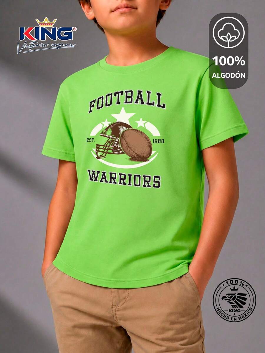 Shendy Vendy Kids T-Shirt For Boys, 100% Cotton, Short Sleeves, Round Neck, Soft And Comfortable. Stylish And Modern Motorsports Design. - 青檸色 - 查看 1