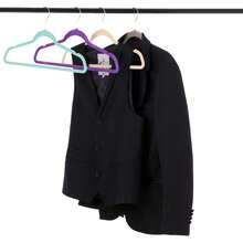 Perchas para ropa antideslizantes de terciopelo, perchas para trajes/camisas/pantalones, percheros para abrigos, 60 piezas, gris y morado (talla única) (morado, talla única) - Morado - Ver 5