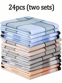 12pcs 40cm Classic Unisex Absorbent Plaid Handkerchiefs, Soft And Comfortable Small Square Towels For Wiping Sweat, Perfect Gift For Friends - Multicolor - View 15