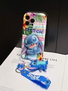 Disney Lilo And Stitch Phone Case : 3D Fluffy Pattern Border Protector Phone Soft Phone Case With A Free Cute Stitch Bracelet Chain Lanyard, Stitch, Lilo, Angel, For Apple 17 Promax 17 Pro 16 15 14 13 12 11 Pro Max XS Max X XR Soft Cover Summer Phone Case - 白色 - 查看 5