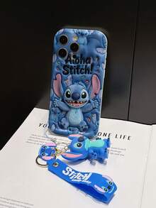 Disney Lilo And Stitch Phone Case : 3D Fluffy Pattern Border Protector Phone Soft Phone Case With A Free Cute Stitch Bracelet Chain Lanyard, Stitch, Lilo, Angel, For Apple 17 Promax 17 Pro 16 15 14 13 12 11 Pro Max XS Max X XR Soft Cover Summer Phone Case - 白色 - 查看 5