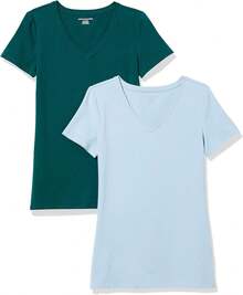 Essentials - Camiseta de manga corta con cuello en V para mujer - Blanco - Ver 10