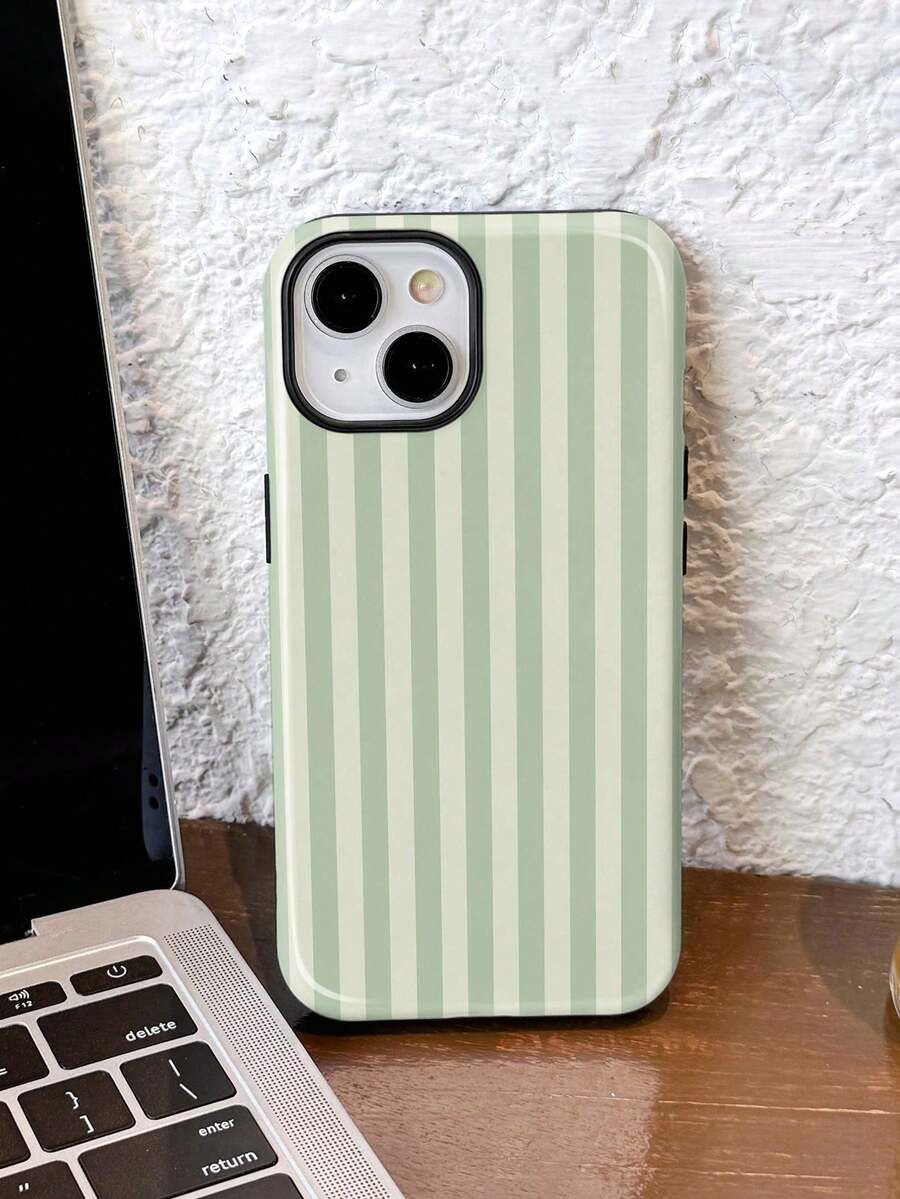 1 Piece Of Simple Artistic Style Colorful Striped Pattern Glossy Two-In-One Hard Phone Case, Compatible With Samsung/11/12/IPhone13/14/15/IPhone16/IPhone17 Pro Max - 白色8 - 查看 1