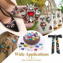 WENSIDUO Rhinestone Jahit, 50/300 PCS Rhinestone Kaca Jahit dengan Pengait Logam, Bentuk Campuran untuk Kostum, Pakaian, Busana, Gaun, Anting, Sabuk, dan Sepatu - Rhinestones yang dijahit tangan - View 4