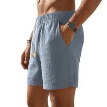 Set Of 3 Premium Linen Shorts For Men - Luxury Beachwear - 巧克力棕 - 查看 3