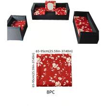 1件/2件/6件/8件/10件/14件 沙發坐墊套，花卉印花，極簡白色，豐富色彩，戶外坐墊套，防污防塵，裝飾性沙發戶外坐墊套，牛奶絲面料，防滑彈性，春夏秋冬四季通用 - 彩色 - 查看 15
