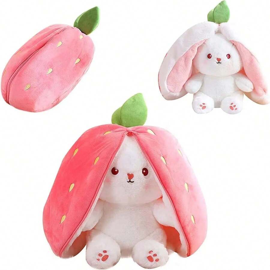 Reversible Strawberry Plush Rabbit (Inches)