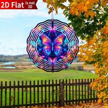 1pc Blue Butterfly Wind Spinner Pendant, 2D Flat Metal Wind Spinner, Suitable For Yard And Garden, 10 Inch Blue Powered Outdoor Wind Spinner Decoration, Large Spinfinity Wind Sculpture Decor, Colorful Wind Spinner Yard Art (Pendant Not Included), Random Style - A - View 6