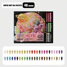 48色重色調軟油粉彩套組，超軟重油基繪圖筆，油基繪圖筆，文具套組，適用於藝術創作與繪畫，專用油粉彩 - 套裝 - 查看 8