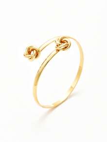 1pc Fashionable Creative Niche Design Minimalist Knotted Button Bracelet, Versatile And Elegant, Suitable For Women's Daily Wear - Gold - View 2