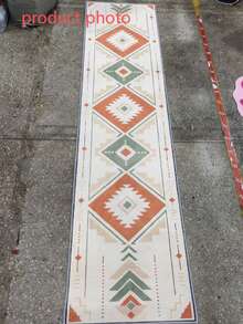 1pc Geometric Totem Patterned Long Runner Rug, Personalized Aesthetic Decor Carpet, Hallway Entryway Long Mat, Boho Vintage Style Accent Rug, Small Rug, Washable Carpet For Home Decor, Bedroom, Corridor - Multicolor - View 5