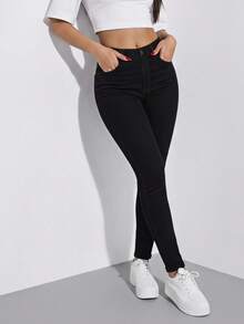 Push Up Skinny Dark Blue Comfort Stretch Daily Wear Denim Jean - Black - View 5