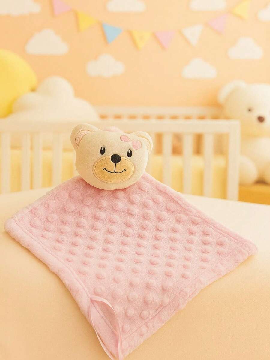 Baby Blanket With Plush Animals For Children And Babies, For Sleeping Or Going For Walks. - 粉紅熊 - 查看 1