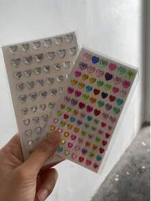 2 piezas de pegatinas de strass 3D para la cara, patrón de corazón con ojo rasgado, colores brillantes, decoración de maquillaje para fiesta, duraderas, estilo Y2K, para Navidad, San Valentín y festival de música, decoración con brillo para cara, Body, uñas y cabello - Multicolor - Ver 14