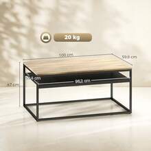 Coffee Table With Shelf, Modern Industrial Style, Lounge Table For Living Room Or Bedroom, 100 X 59 X 47 Cm, Oak. - Oak - View 7