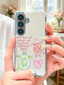 Turtle Inspirational "Everything Is Possible Before God!" Mirror Phone Case, Compatible With IPhone & Compatible With Samsung Galaxy/A54/A14/A12/A13/A15/A32/A33/A24/A52S/S20/S21/S22/S23/S24/S23Plus/S24ultra/S25/A33/A23/A07/A17/S26/A56/A57 - Multicolor - View 3