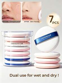 OEIEZ 7Pcs Round Air Cushion Makeup Sponges Mixed Set, Korean Style Cushion Puff Dual Use Wet & Dry, Multi-Purpose Cosmetic Sponge For Foundation, Concealer, Loose Powder, Liquid & Cream Makeup - Multicolor - View 3