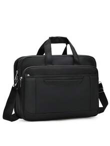 1pc Men's Business Travel Bag, Vintage Crossbody Handbag Design, Large Capacity Shoulder Bag, Zipper Closure, Adjustable Strap, Commute, Shopping, Daily Multi-Functional - Black - View 2