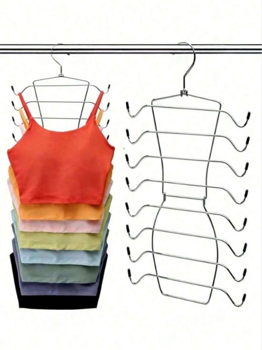 1pc/2pcs Multi-Layer Stainless Steel Folding Drying Rack, 4-Tier/8-Tier Multifunctional Non-Slip Underwear Storage Hanger, Suitable For Drying And Storing Bras, Camisoles, Small Space Storage Solution, Great Holiday Gift - Multicolor - View 1