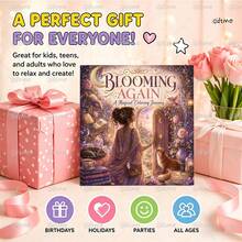 SANRIO GDTME BLOOMING AGAIN: 1pc Bold And Easy-To-Use Blooming Again Coloring Book For Adults And Teenagers, Featuring Magical Fantasy-Themed Illustrations. It Uses 120g Thickened Paper And Has A Total Of 24 Pages, With 5 Random Stickers Included. - Coloring Book - View 8