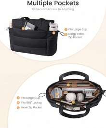 K Bolso de la compra para mujer, grande, bolso de mano, bolso de trabajo, bolso para portátil, bolso de profesor, bolso escolar, bolso de mano para mujer, para universidad, negocios, escuela - Caqui - Ver 11
