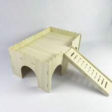 1pc Wooden Oversized House, Suitable For Guinea Pigs, Rabbits, Hedgehogs, Dutch Pigs And Other Large Pets Habitat, Toy, Exercise, Interactive Feeding, Hiding Game House, Perfect For Christmas And New Year Gifts - A - View 3