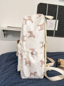 Sac à dos vintage marron clair avec imprimé de cerf, sac à dos scolaire simple et frais pour les adolescents du collège et du lycée, sac de voyage léger pour étudiants - Multicolore - Voir 6