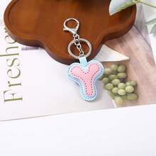1pc Back To School Daily Dopamine Dual-Color PU Leather Letter Keychain, Full 26 Letters Lobster Clasp Backpack Pendant - Multicolor - View 19