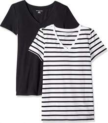 Essentials - Camiseta de manga corta con cuello en V para mujer - Blanco - Ver 1