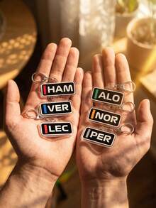 1pc/9pcs F1 Driver Abbreviation Logo Acrylic Keychains, Featuring Multiple Iconic Driver Helmet Designs, Sports Style, High-Transparency Acrylic Material, High-Definition Printing With Exquisite D-Shaped Buckle, Fashionable Bag Pendant And Racing Merchandise, Suitable For Back To School, Fan Gatherings, Daily Wear And Fan Gifts, All-Season Use - Multicolor - View 3