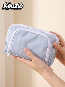 1 Stück mehrschichtiges großes Federmäppchen, Fensterdesign für einfachen Zugriff, Stifteetui, Schreibwaren-Organizer-Aufbewahrungstasche, tragbare Schulsachen-Tasche, Kosmetik-Make-up-Tasche, Reise-Aufbewahrungstasche, Schulanfang-Essentials - mehrfarbig - Übersicht 3