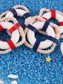 Miniature Hawaiian-Style Lifebuoy Accessory; Made Of Water-Resistant Material With A Base For Stable Placement. Ideal For DIY Miniature Crafting, Aquarium And Fish Tank Landscaping, Dollhouses, Micro-Landscape Dioramas, And Doll Scene Setups. - Multicolor - View 5