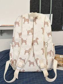 Sac à dos vintage marron clair avec imprimé de cerf, sac à dos scolaire simple et frais pour les adolescents du collège et du lycée, sac de voyage léger pour étudiants - Multicolore - Voir 5