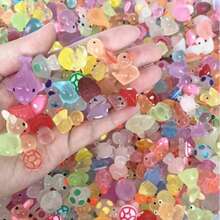 Bolsas Sorpresa Brillantes 50/100 piezas - Figuras de Animales de Dibujos Animados, Diseño Único Sin Temporada - Recuerdos de Fiesta de Plástico Empacados Individualmente, Adecuados para Micro Paisajes, Acuarios, Joyería DIY, Manualidades y Decoración de Casas de Muñecas - Multicolor - Ver 7
