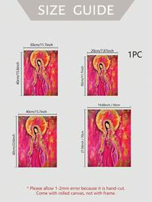 1 buc. tabloul plat 2D, A 2D Plane, cu mural abstract, tipar pe pânză vibrant în roz, auriu și albastru, fără ramă, decor religios modern potrivit pentru baie - Personajul A - Vizualizare 5