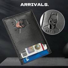 Leather Bat Wallet, Superhero Card Holder With Multiple Card Slots, Face Eyes Cutout Card Holder, Personalized ID Wallet - Black - View 3