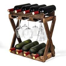 3-IN-1 Countertop Wine Rack With Glass Holder – Store 8 Bottles, 6 Stemware Glasses And Wine Tools | Durable Wooden Wine Bottle Holder | Elegant Home Decor For Kitchen, Dining, And Living Room - 1 - View 7