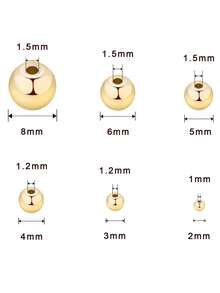 必備 20 & 120顆 2-8mm 真 18K鍍金銅隔珠，不褪色圓形散珠，DIY手鍊與項鍊串珠材料，適合女性 - 鍍金圓珠 - 查看 2